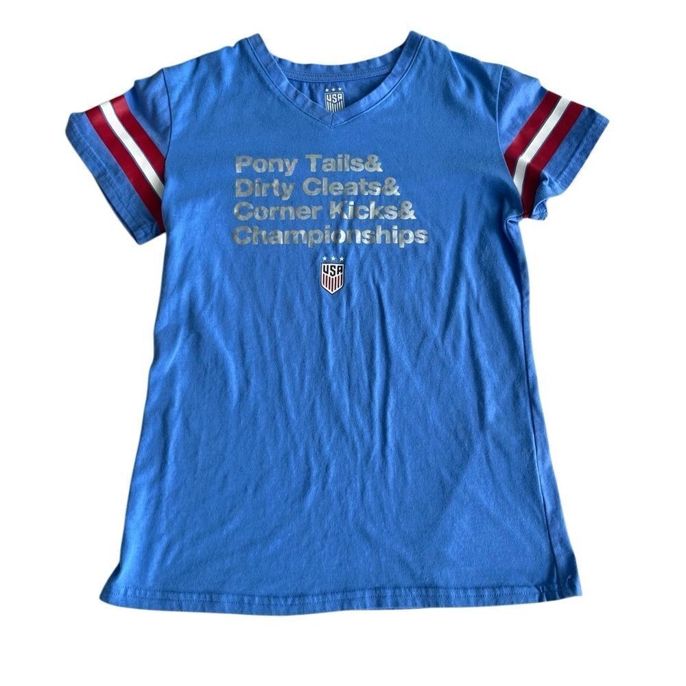 USA Soccer Ponytails & Championships Graphic Tee Girls XL